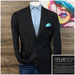 Kenneth Cole Mens Blazer Sport Coat Two Button Casual Jacket Size 44R Wool Suits